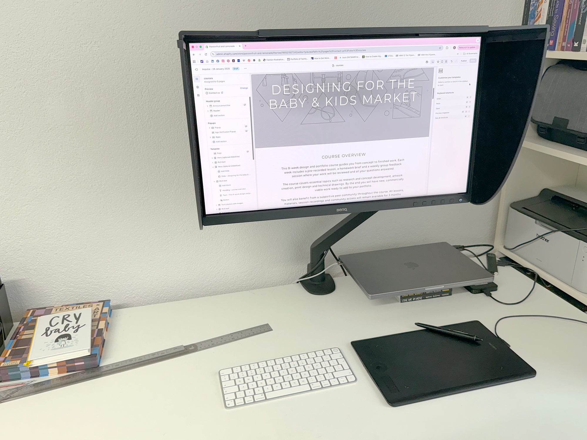 Working on the Designing for the Baby and Kids Market course.