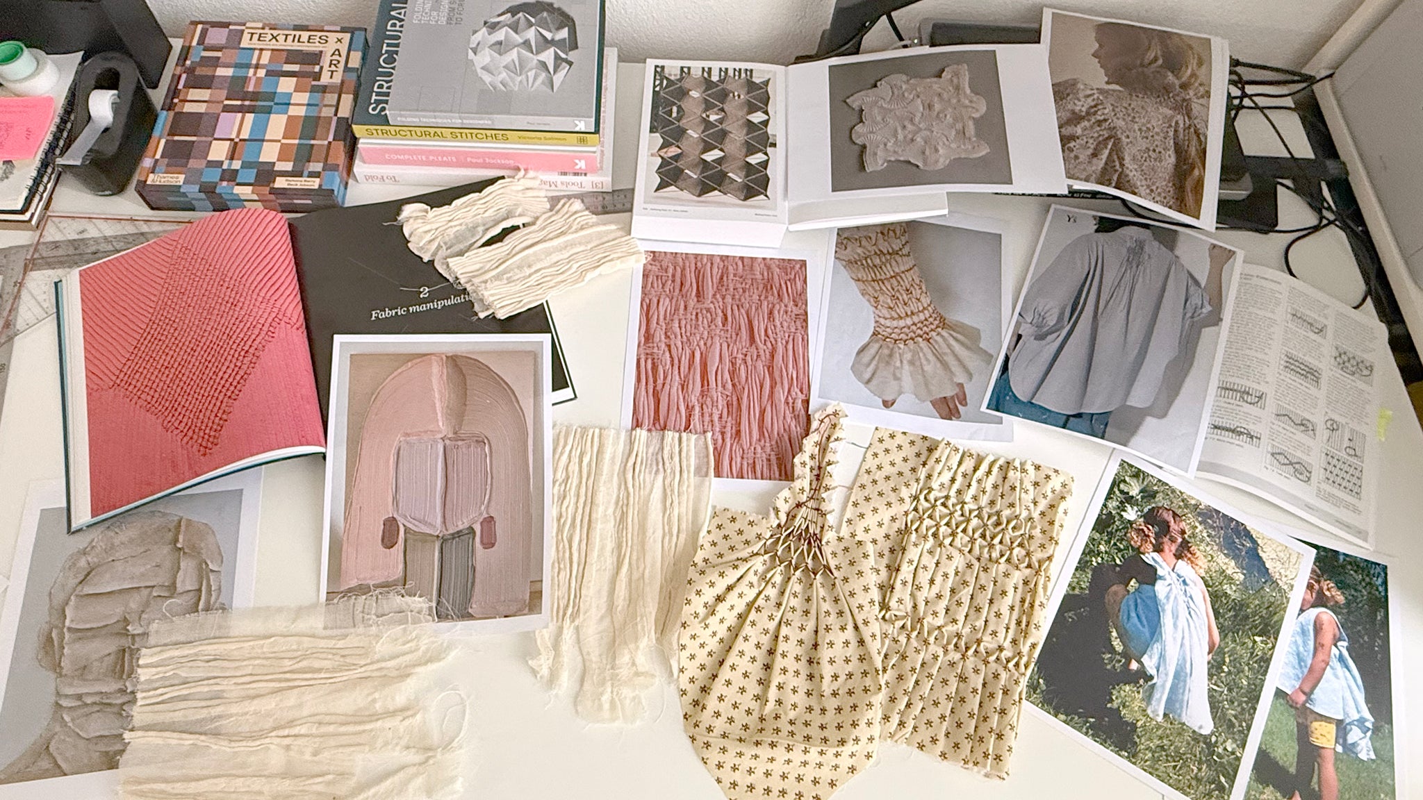 Passionfruit + Lemonade exploring folding techniques in fabric through embroidery and fabric manipulation.